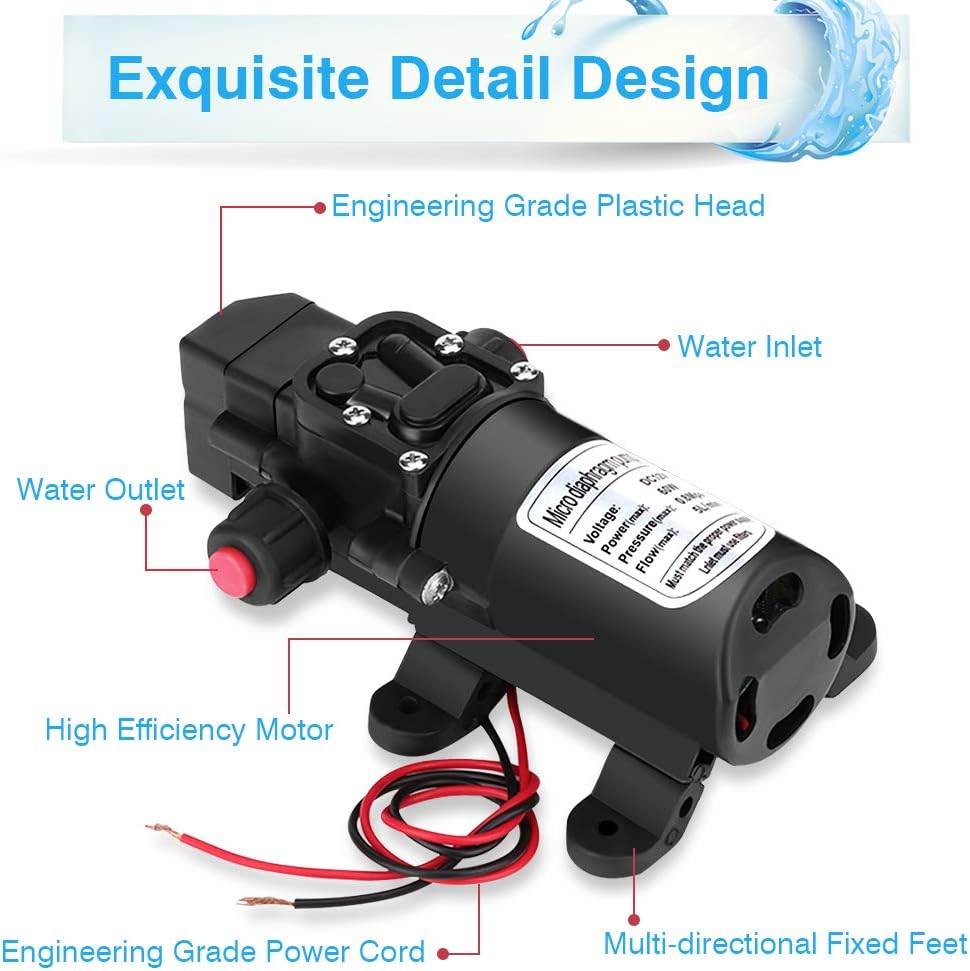 12 V Hochdruck-Wasserpumpe 5 l/min selbstansaugende Wasserpumpe für Gartensprinkler, Fenster und Tür