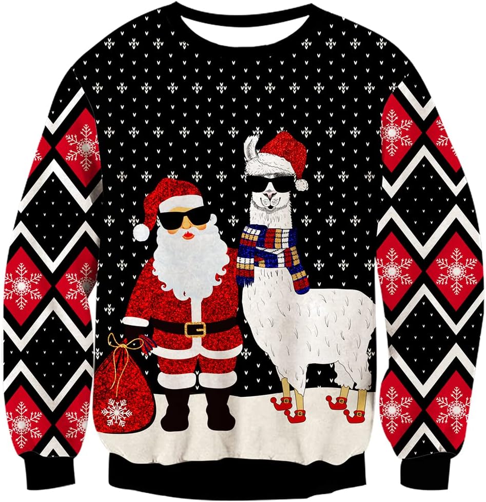 Goodstoworld Unisex Ugly Christmas Sweater Herren Weihnachtspullover Neuheit Dinosaurier Faultier Ka