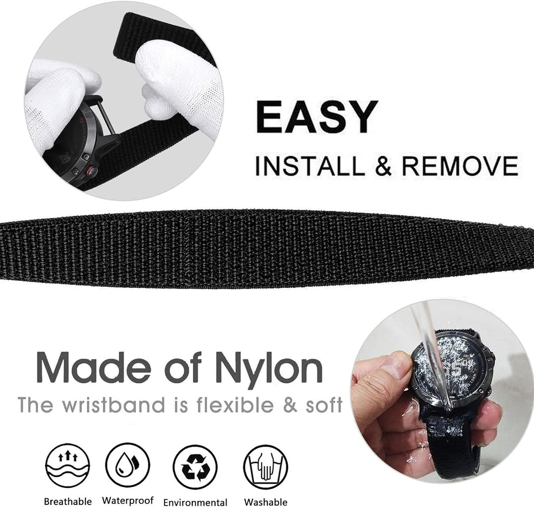 YOOSIDE 22mm Loop Nylon Armband für Garmin EPIX Pro 47mm / Fenix 6 / Fenix 5 / Fenix 7, Ultraleichte