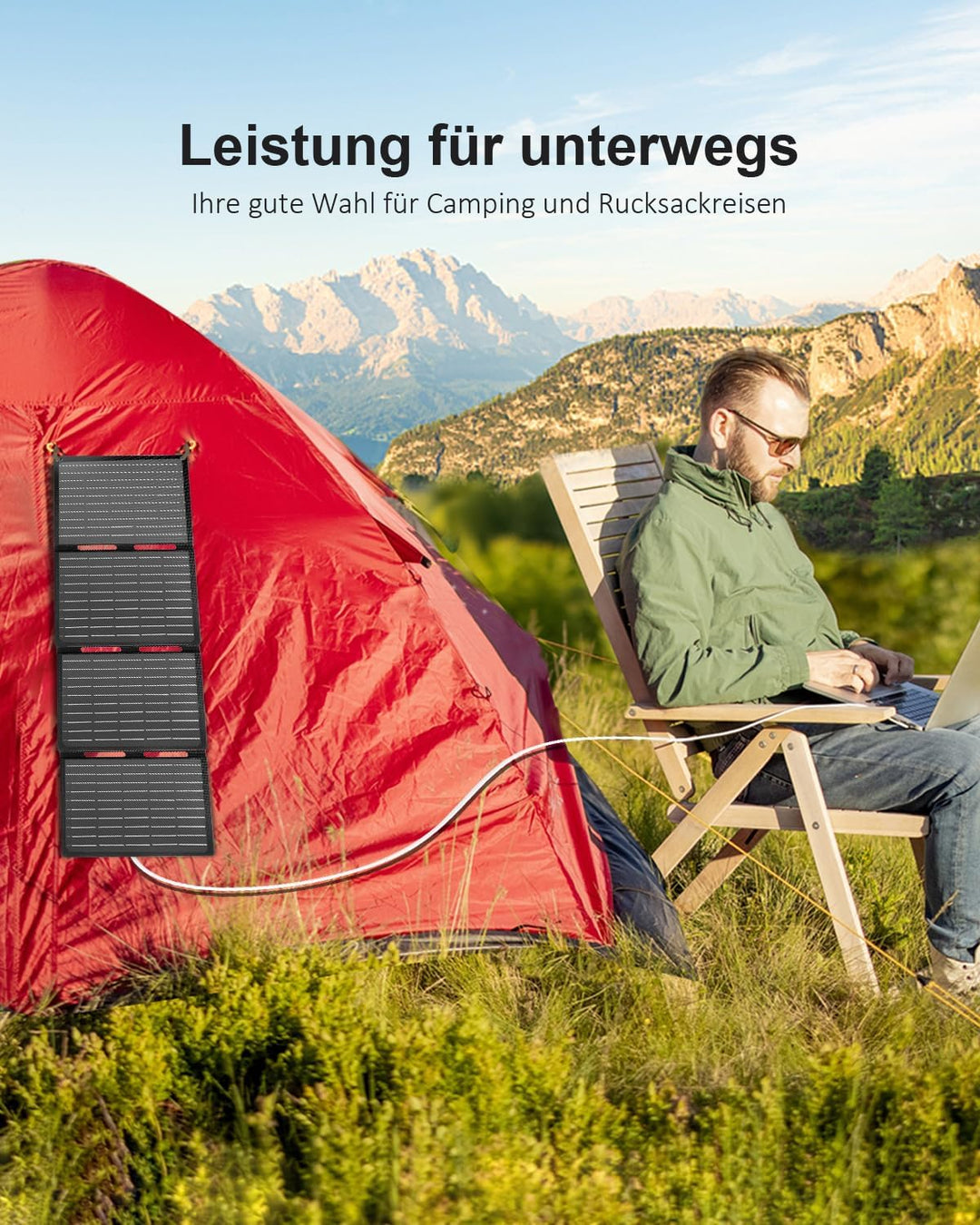 ELECAENTA 40W ETFE Solar Ladegerät Faltbar Solarmodul 3-Port, 18V DC/USB/USB-C PD30W, Tragbare Solar