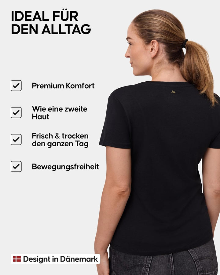 DANISH ENDURANCE Kurzarm T-Shirt aus Modal & Bio-Baumwolle, Rundhals- oder V-Ausschnitt, Atmungsakti