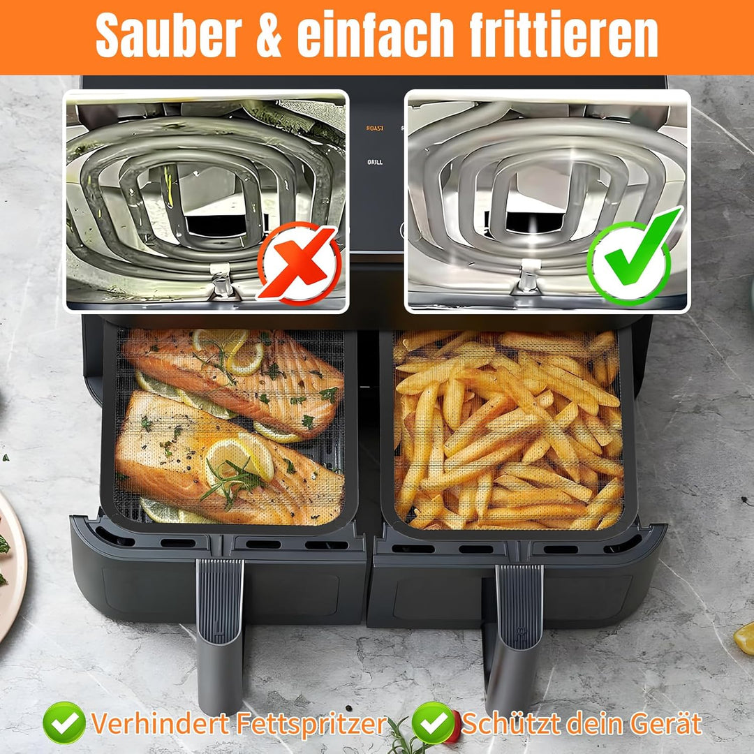 Edelstahl Spritzschutz für Cosori Airfryer 8,5L / Dual Blaze TwinFry 10L, 2 Stück Spritzschutz für H