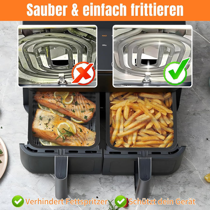 Edelstahl Spritzschutz für Cosori Airfryer 8,5L / Dual Blaze TwinFry 10L, 2 Stück Spritzschutz für H