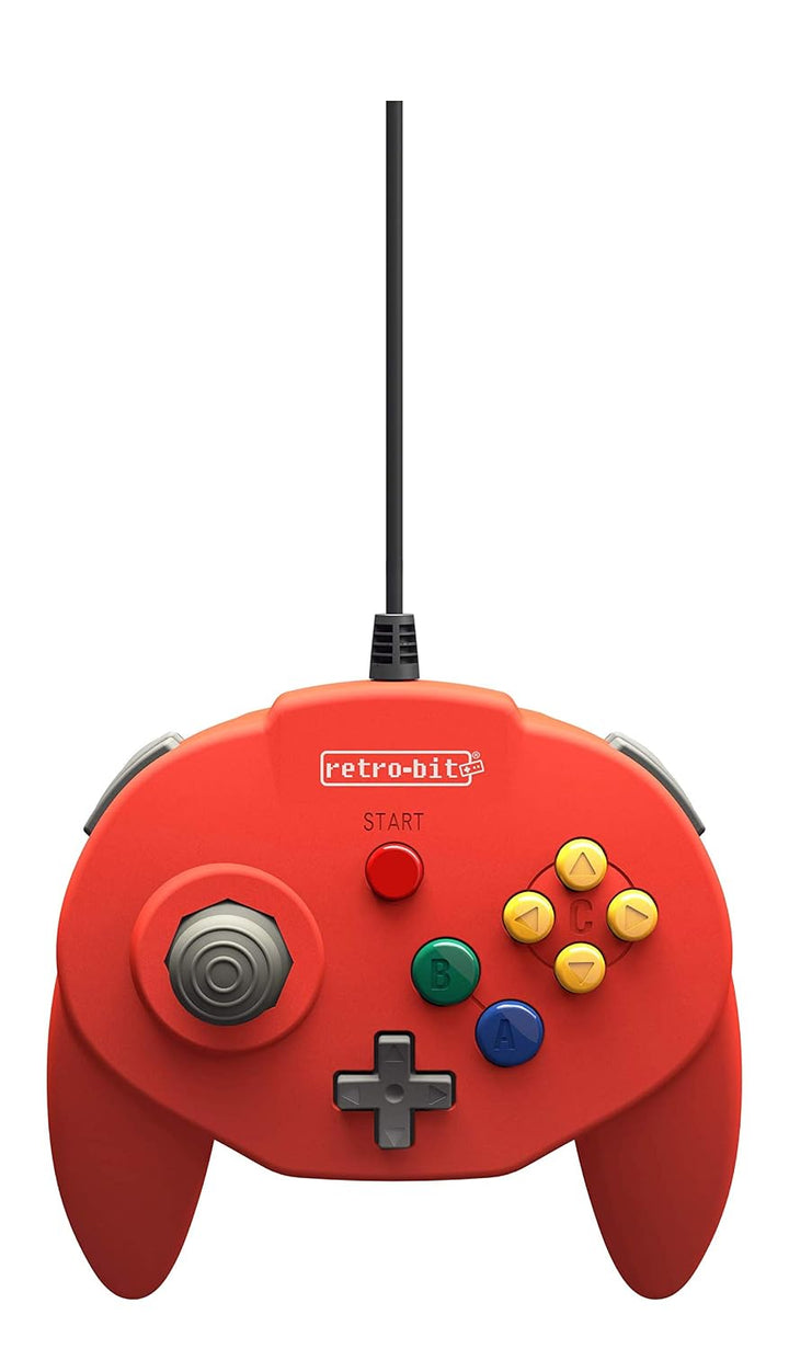 Retro-Bit Tribute 64 USB for PC, Switch, Mac, Steam, RetroPie, Raspberry Pi - Red Single, Single