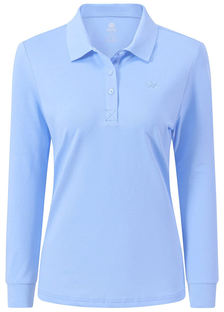 AjezMax Damen Poloshirt Baumwolle Golf Wintershirt Langarm Oberteile Sports Training Polo mit Kragen