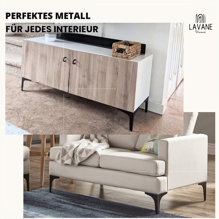 La Vane 4er Set Metall Möbelfüsse (17cm Höhe) Schwarz - Diamant-Dreieck Design für Schrank, Sofa, Co