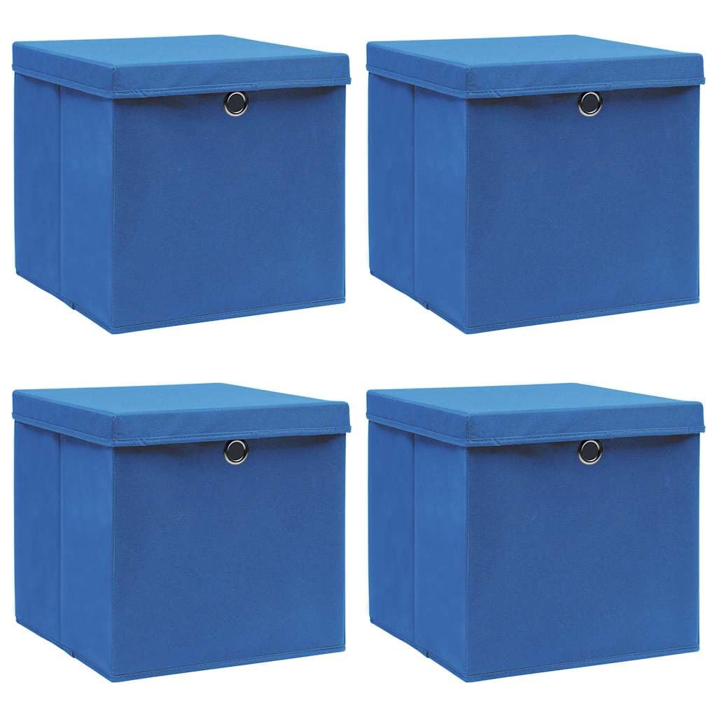 vidaXL 4X Aufbewahrungsbox mit Deckel Zusammenklappbar Spielkiste Regalkorb Faltkiste Korb Kinderbox
