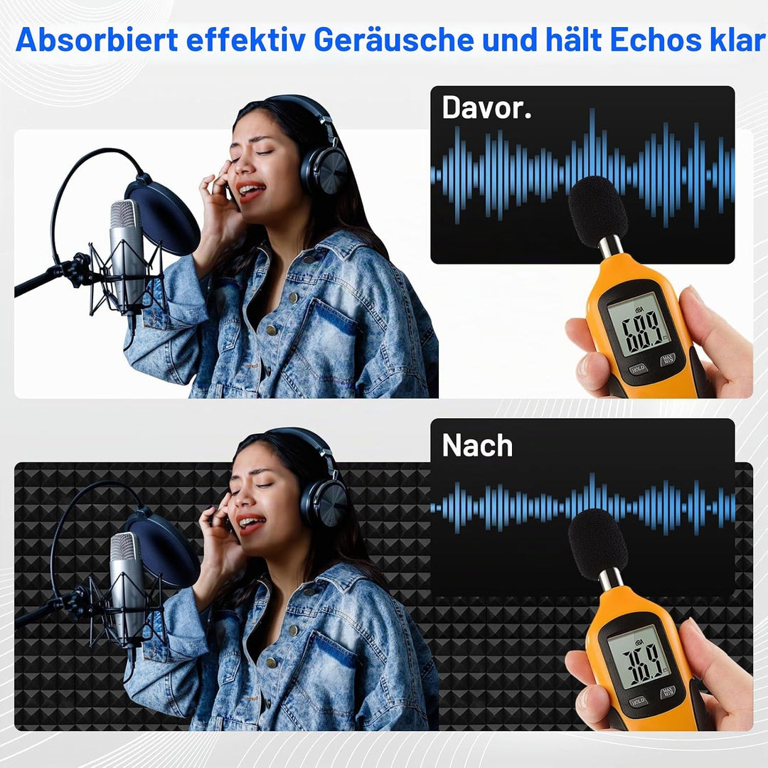 50 Stück Akustikschaumstoff Schallschutzplatten, 5 X 30 X 30 CM Schalldämmung Akustikpaneele, Schall