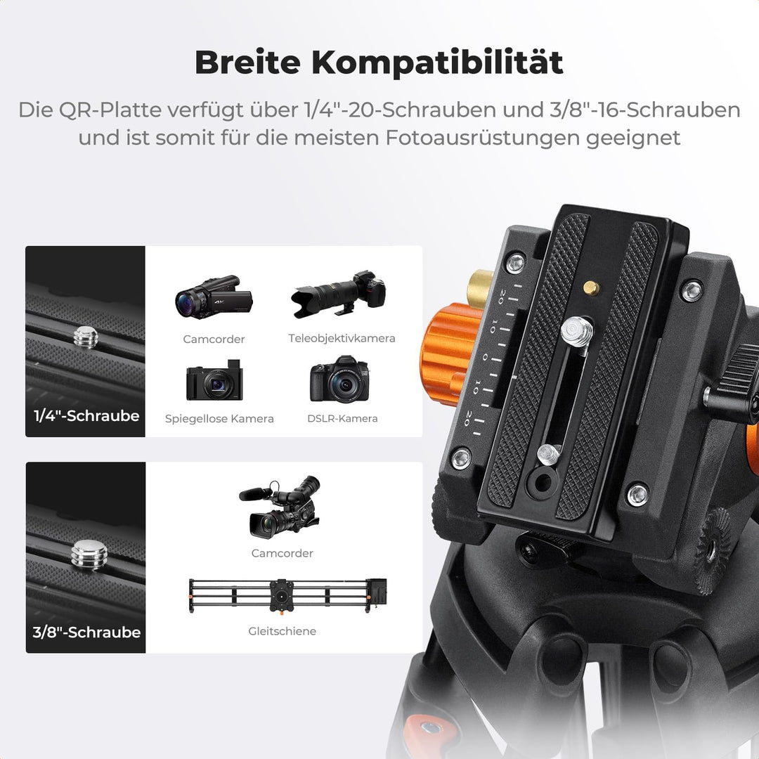 K&F CONCEPT 202cm Videostativ mit Fluidkopf, Robustes Kamerastativ aus Aluminiumlegierung mit Schnel