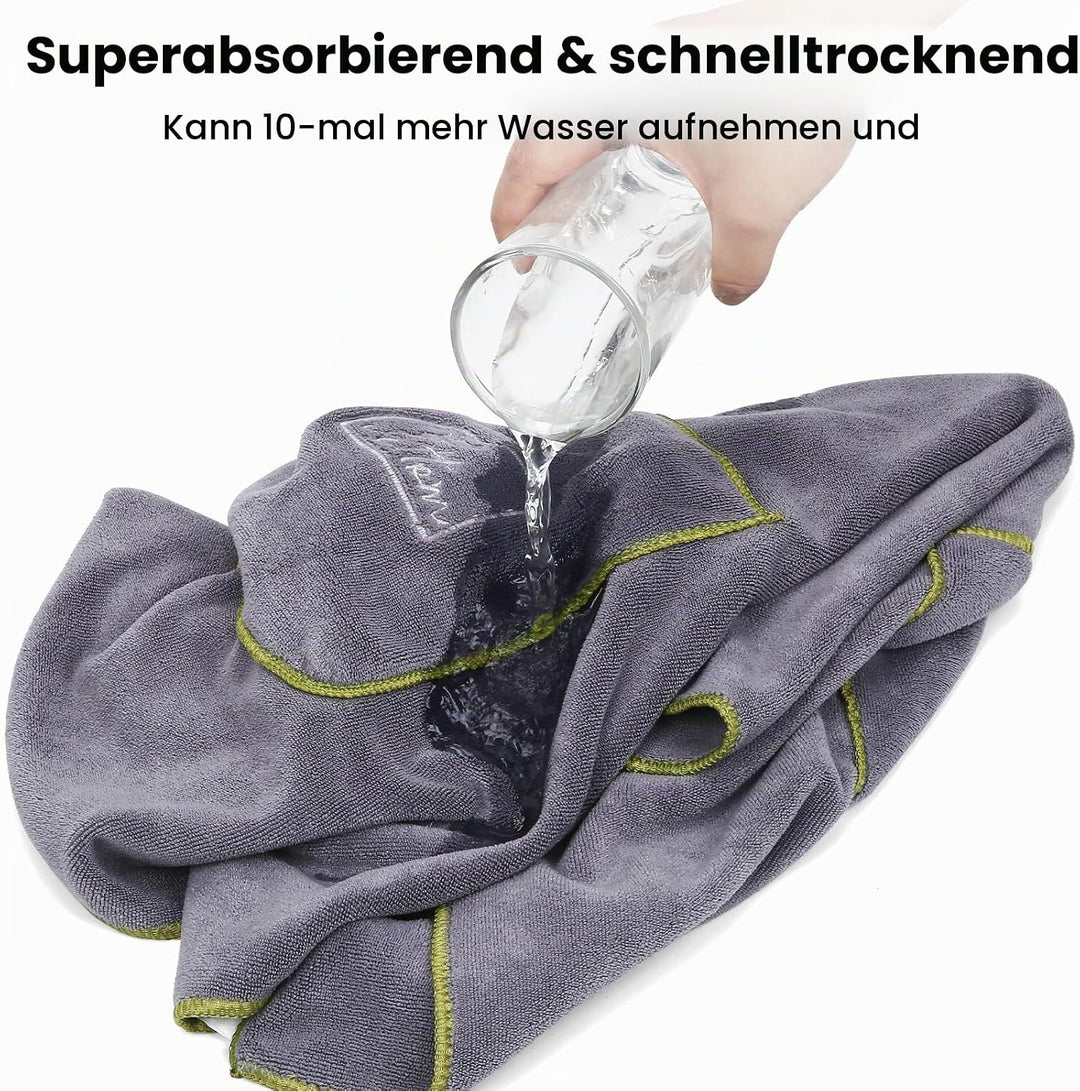 PETTOM 2 Stücke Hundehandtuch Extra Saugfähig Mikrofaser 130 * 75cm, Handtuch Hund mit Hand Taschen