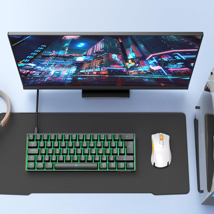 TMKB T61SE Gaming Mechanische Tastatur mit Deutsches QWERTZ Layout,Blauer Schalter,Schwarz QWERTZ La