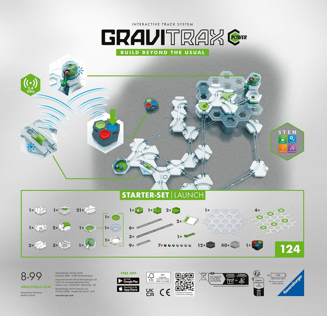 Ravensburger GraviTrax Power Starter-Set Launch - Erweiterbare Kugelbahn mit elektronischen Elemente