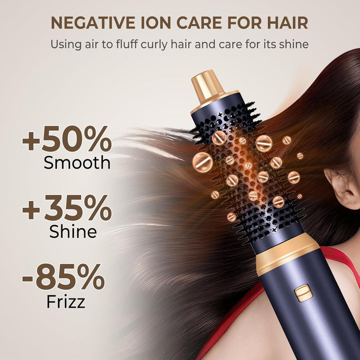 UKLISS Airstyler 5 in 1, Hairstyler & Föhn mit Aufsätzen: Airluft Lockenstab, Rundbürstenföhn, Warml