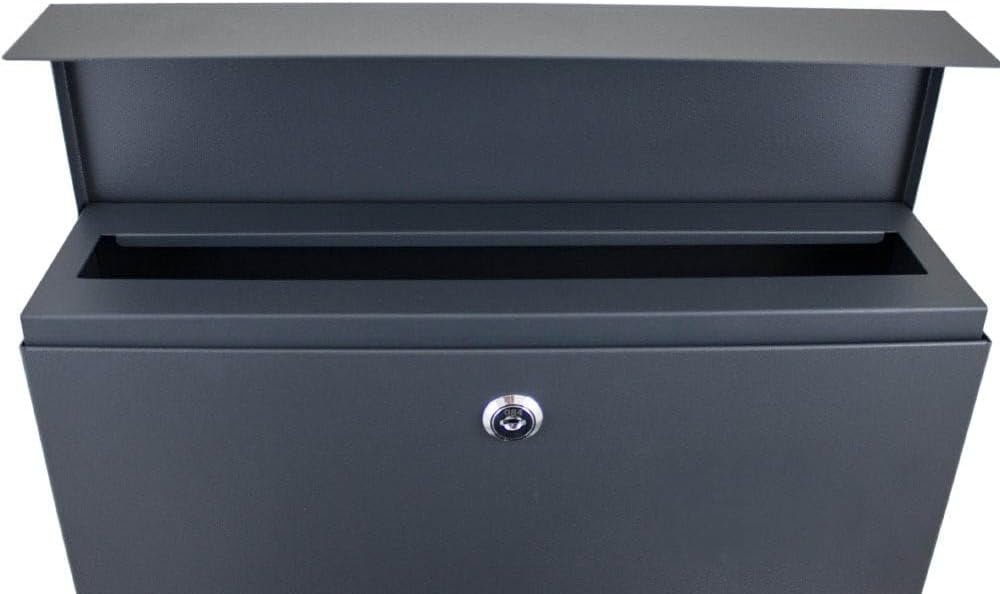 BITUXX® Wandbriefkasten 17373 Briefkasten Postkasten Mailbox Letterbox mit Zeitungsfach Dunkelgrau