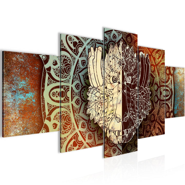 Runa Art Wandbilder Mandala Abstrakt 5 Teilig Bild auf Vlies Leinwand Deko Wohnzimmer Schlafzimmer K