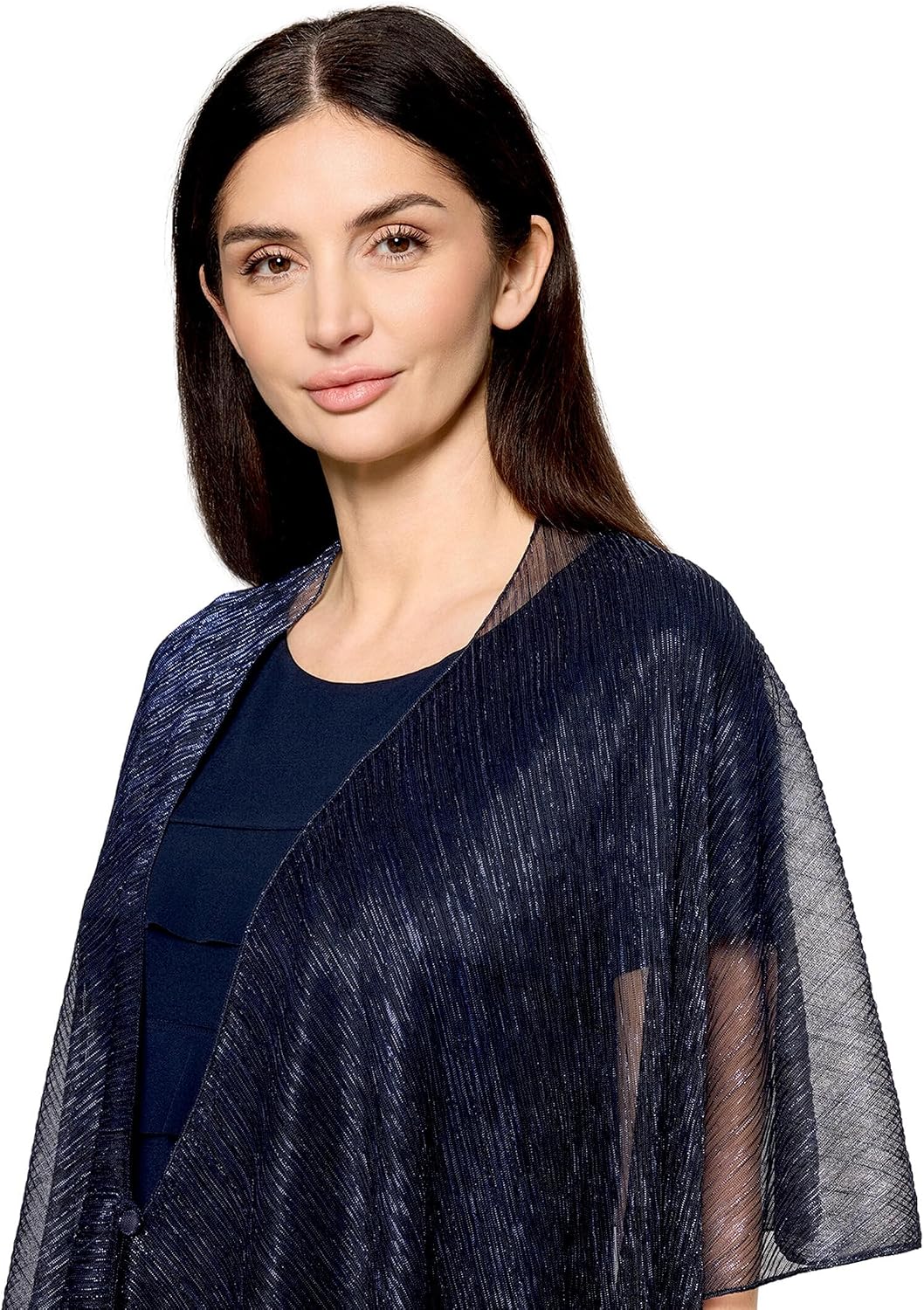 Vera Mont Damen Cape im Glitzer-Look Standard Einheitsgrösse Blue/Black, Standard Einheitsgrösse Blu