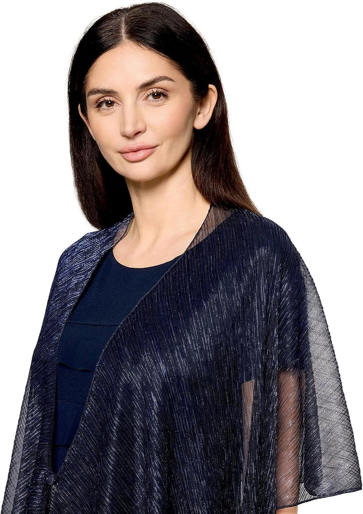 Vera Mont Damen Cape im Glitzer-Look Standard Einheitsgrösse Blue/Black, Standard Einheitsgrösse Blu