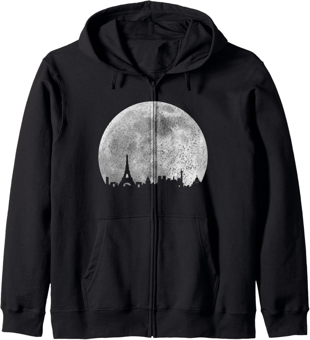 Paris Skyline Eiffelturm Mond Frakreich Vintage Paris Kapuzenjacke