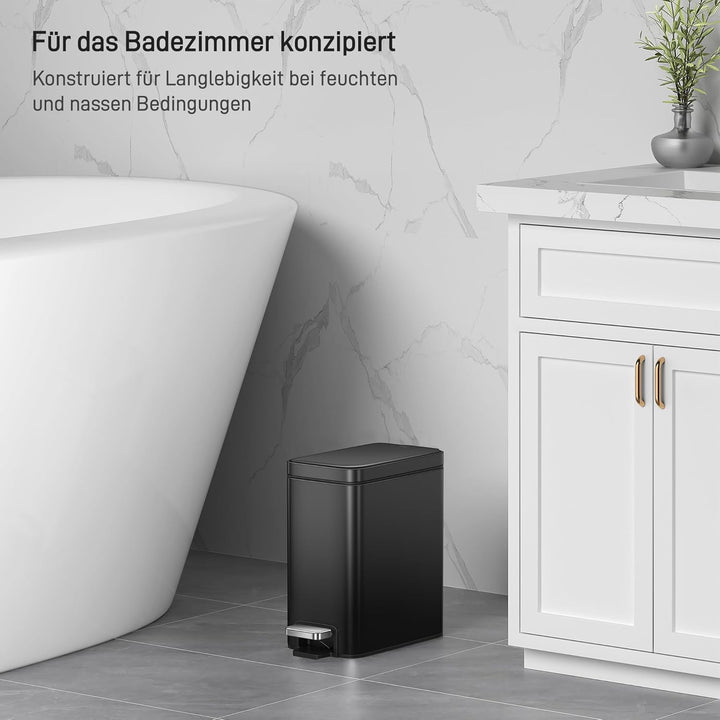EKO Genie Mülleimer Bad, Kosmetikeimer 5L, kleiner Abfalleimer mit Softclose-Deckel, wasserdichter,
