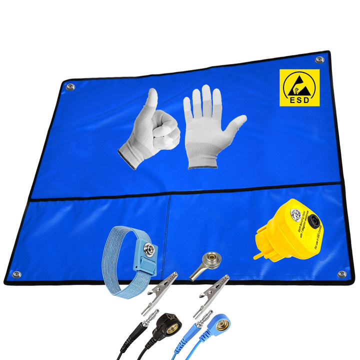 Minadax 80 x 60cm Antistatik ESD Matten SET - Manschette + Erdungsstecker + Erdungskabel 80x60 3️⃣,