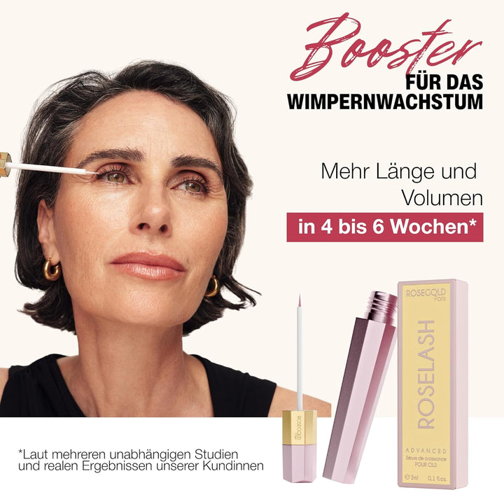 Roselash Advance Serum für Wimpernwachstum, vollere und dichtere Wimpern – 95% natürlich, ohne Hormo