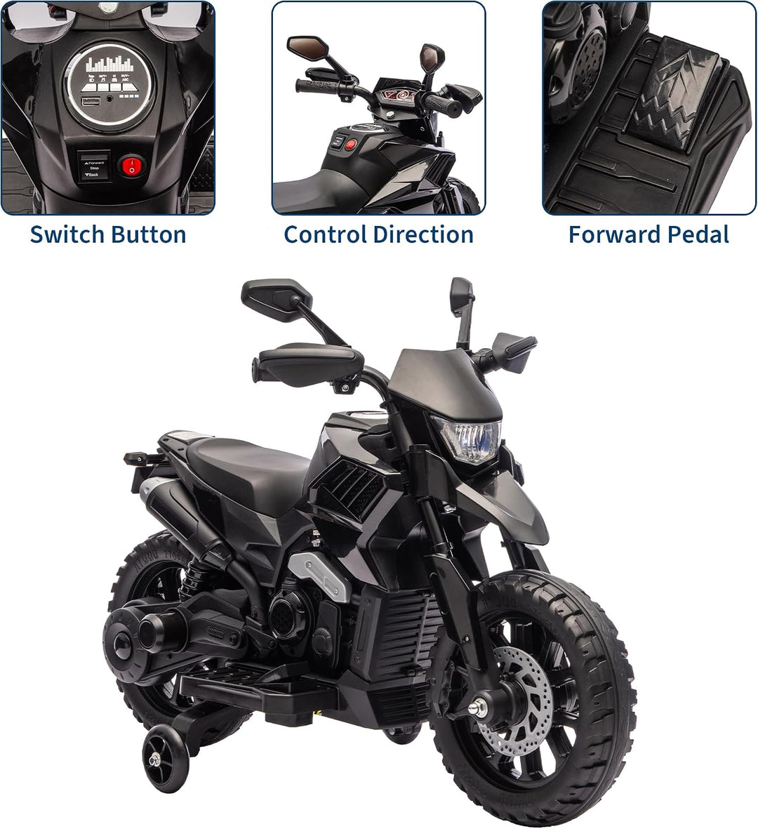 GarveeLife Elektrisches Kinder-Motorrad mit Musik &amp; Scheinwerfer | 6V Akku, bis 3 km/h, für Kinder v