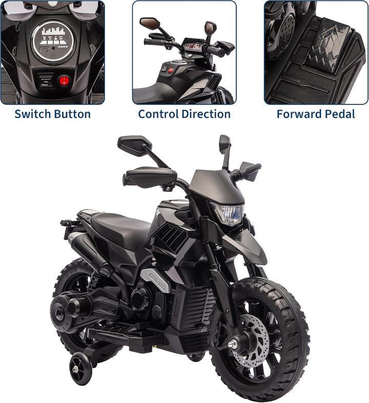 GarveeLife Elektrisches Kinder-Motorrad mit Musik &amp; Scheinwerfer | 6V Akku, bis 3 km/h, für Kinder v