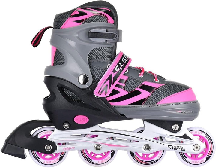 Kids Globe Street Rider Inlineskates (Inliner) rosa/grau, verstellbar von Grösse 33-36 abec7 Alurahm
