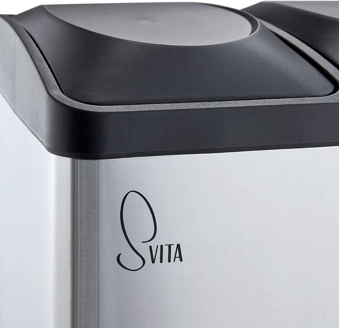 SVITA TC3X20 Edelstahl Treteimer 60 Liter Silber 3x20L dreifach XXL Abfalleimer 3er-Mülleimer Mülltr