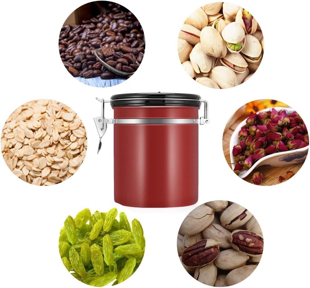 Yosoo Health Gear Edelstahl Vorratsbehälter mit Entlüftungsventil, luftdicht für Kaffeebohnen & Tee,