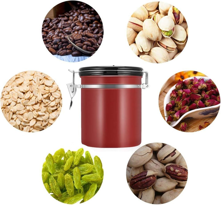Yosoo Health Gear Edelstahl Vorratsbehälter mit Entlüftungsventil, luftdicht für Kaffeebohnen & Tee,