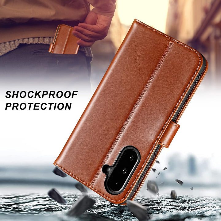 LENSUN Echtleder Hülle für Samsung Galaxy A36, Handyhülle [Echtes Leder][Brieftasche] Handytasche Le