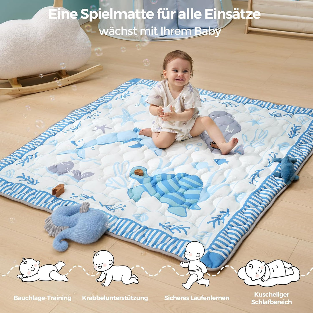 Momcozy Spielmatte Baby für den Boden, 127x127 cm verdickte Krabbeldecke, Spielunterlage für Baby Ba