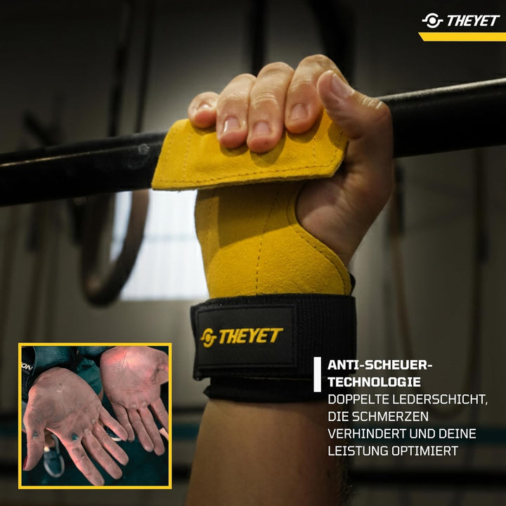 Theyet Crossfit Grips | Fitness Handschuhe Herren und Damen | Lifting Straps mit Handgelenkstütze |