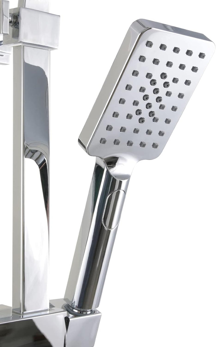 'aquaSu® Duschsystem Tela mit Thermostat-Armatur, Kopfbrause & Handbrause | Handbrause: 3-strahlig |