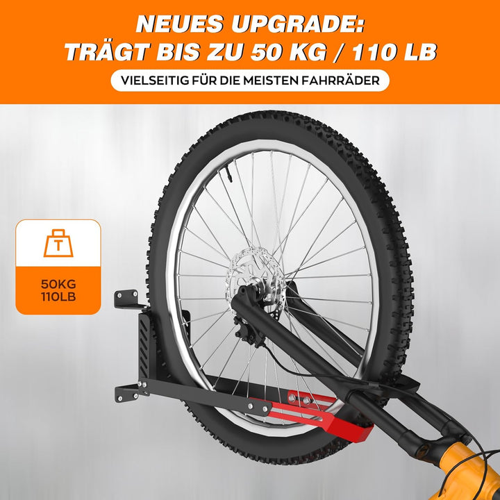 IMAYCC 160° Schwenkbare Fahrrad-Wandhalterung bis 50 kg, Fahrradhalterung Wand ohne Schweres Heben H