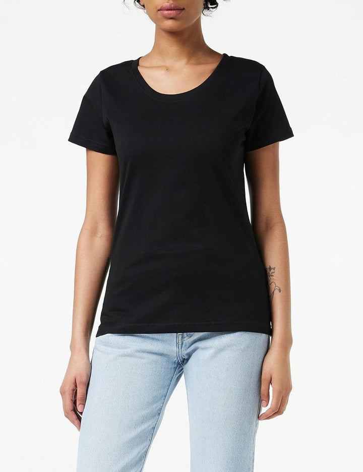 berydale Damen T-Shirt mit Rundhalsausschnitt aus 100% Baumwolle im Multipack L Schwarz/ Dunkelblau/
