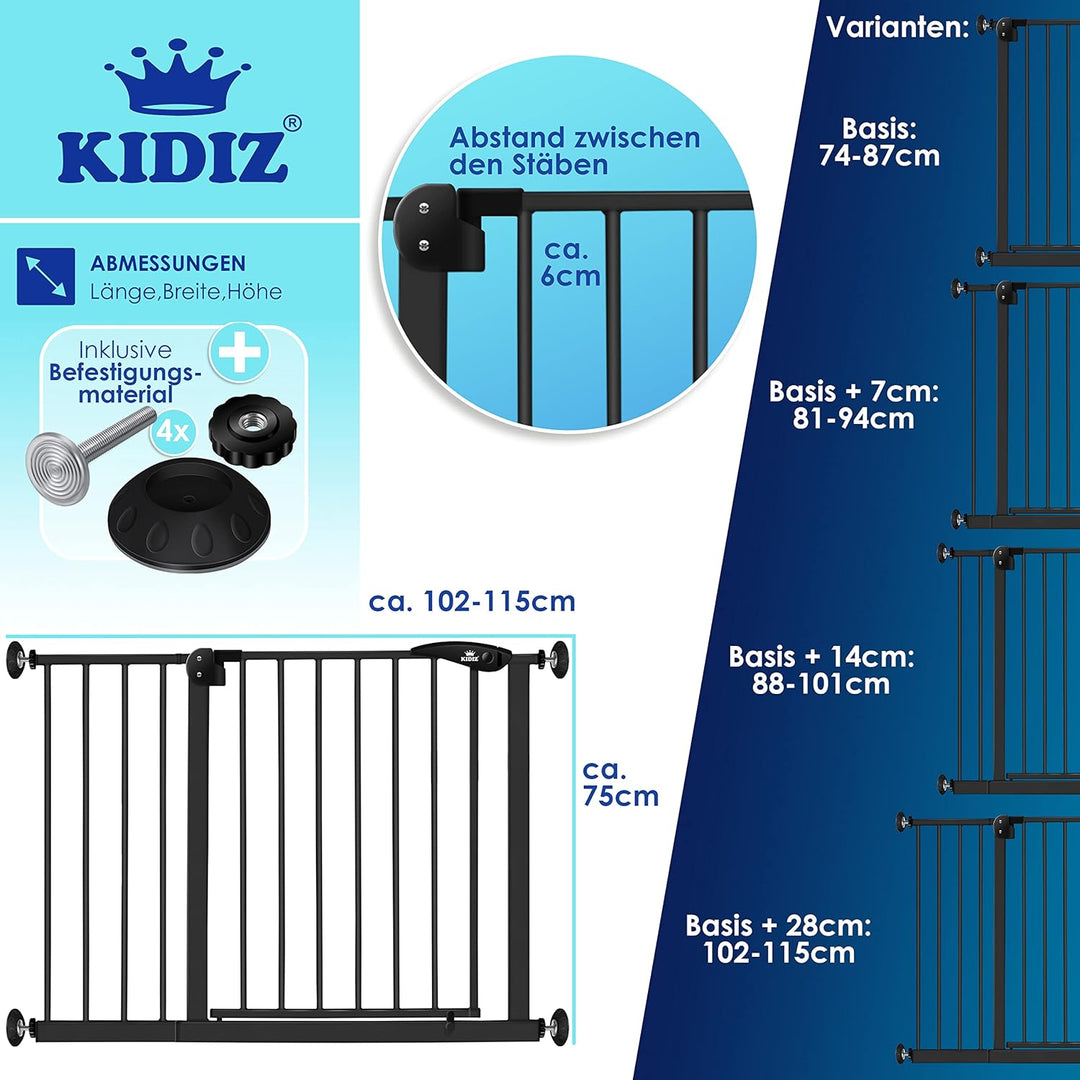 KIDIZ® Türschutzgitter Absperrgitter Treppengitter Kindergitter | Gitter Haustier | ohne Bohren | be