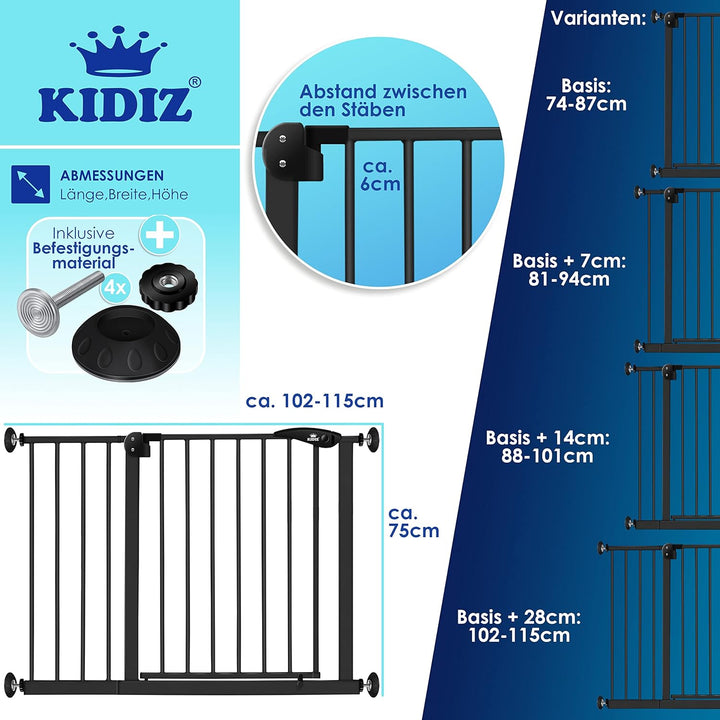 KIDIZ® Türschutzgitter Absperrgitter Treppengitter Kindergitter | Gitter Haustier | ohne Bohren | be