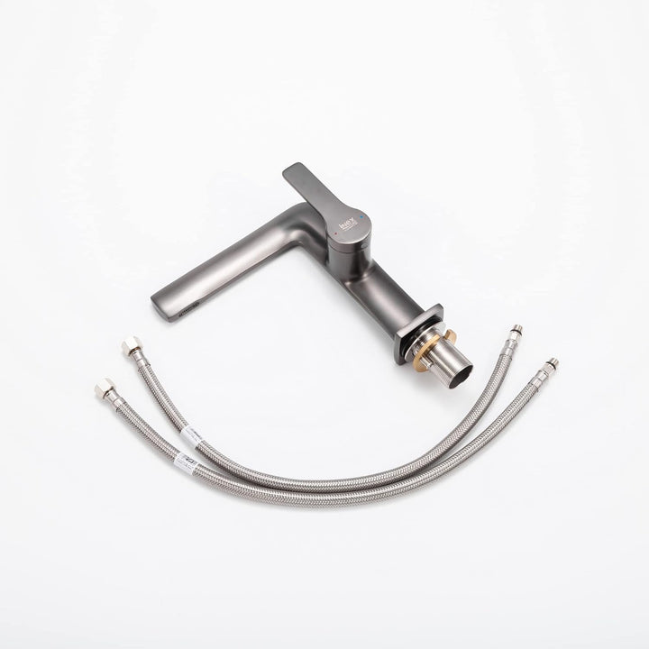 INEX EUROPA EDM77188 Einhebelmischer, Standardhöhe, Metall, Virgin Messing, mattgrau.
