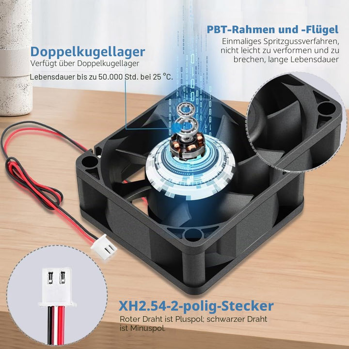 GDSTIME 2 Stück 12V Wasserdicht Lüfter 60mm IP68 Dual Kugellager | 60mm lüfter wasserdicht 12v lüfte