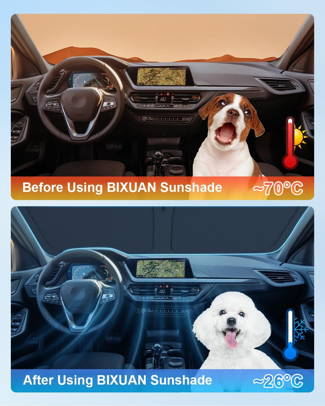 BIXUAN Frontscheiben-Sonnenschutz kompatibel mit BMW 1er F40 Serie 1 F40 2019-2023 2024 Auto Sonnens
