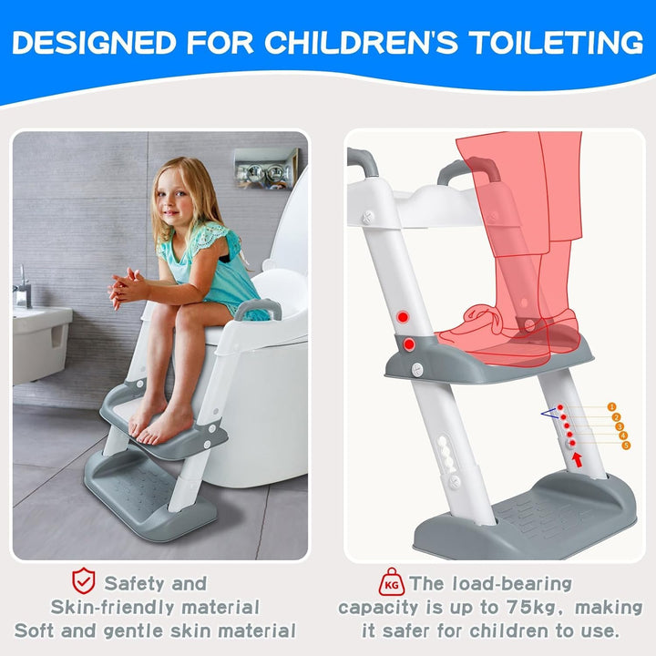 UCAMP Toilettensitz Kinder,Toilettenleiter für kinder,Toilettensitz Toilettentrainer mit Treppe,Höhe