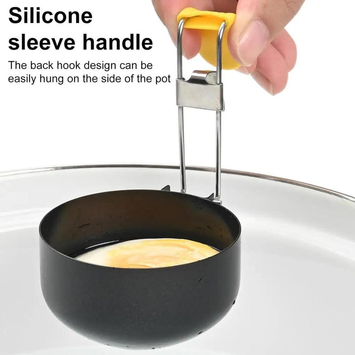 Edelstahl-Eierkocher, Antihaft-Eierringe Zusammenklappbarer Edelstahl Eierkocher, Pochierter Eiermac