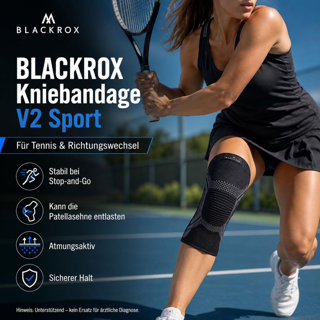 BLACKROX Kniebandage Sport Vergleichssieger Kompressions Knie Bandage, Sportkniebandage, Sport Fussb