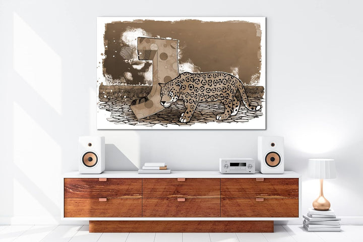 deyoli J wie Jaguar Format: 80x60 Effekt: Sepia als Leinwandbild, Motiv fertig gerahmt auf Echtholzr