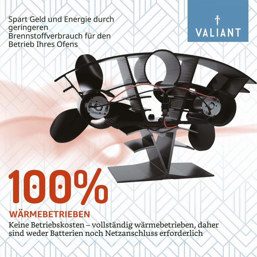 Valiant Whirlwind Ofenventilator – warmluftzirkulierend, wärmebetriebener Holzbrenner-Ventilator
