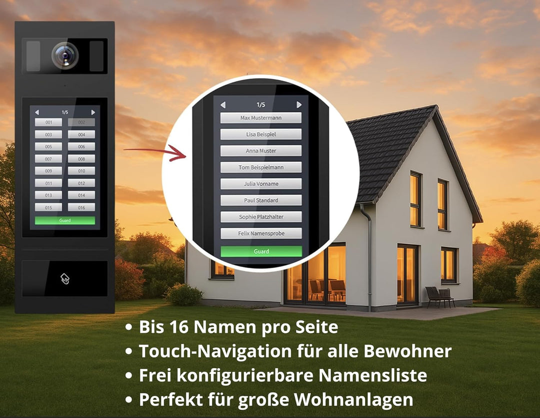 SCHUTZER Video-Türsprechanlage mit Kamera – kabelgebundene Gegensprechanlage mit 2-Draht-Bus, Innenm