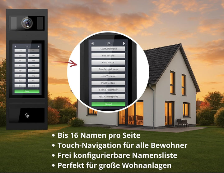 SCHUTZER Video-Türsprechanlage mit Kamera für Einfamilienhaus – kabelgebundene Video Türklingel mit