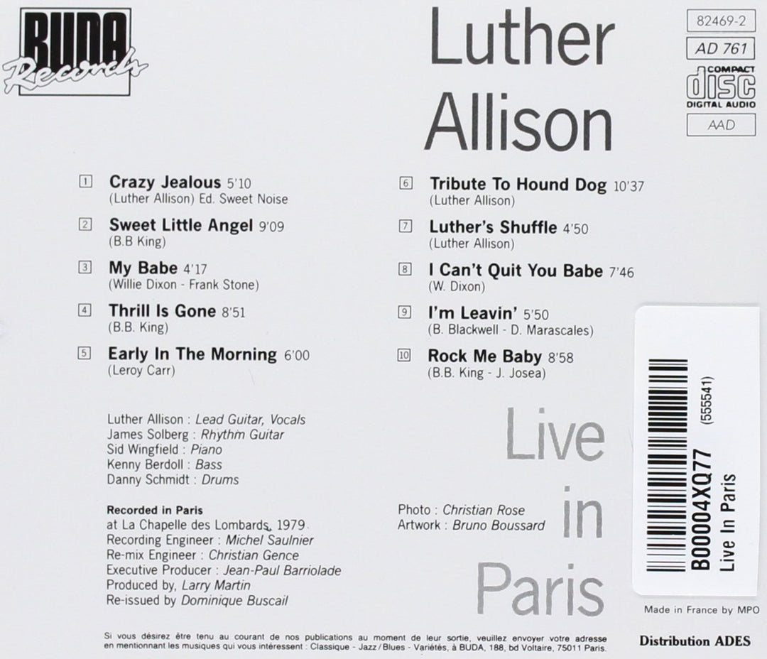 Luther Allison - Live In Paris, Audio-CD
